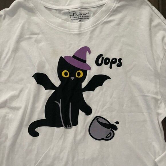 Miken Flow Black Cat Witch Halloween Long Sleeve Tee M NWOT - Picture 2 of 4